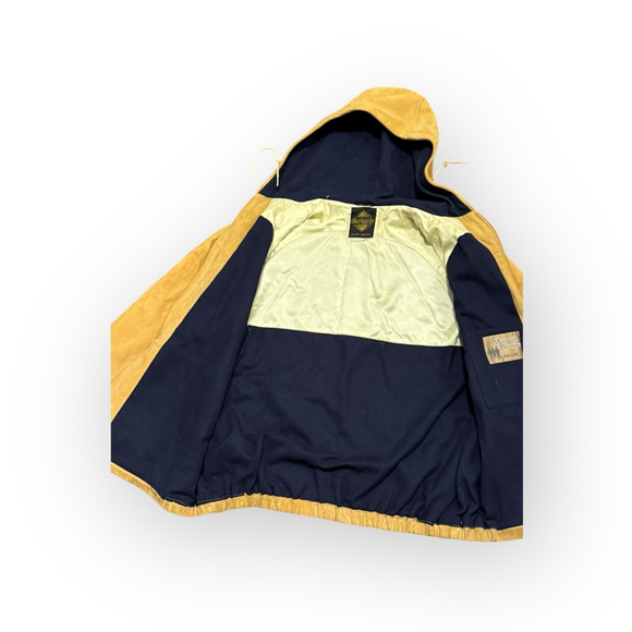 Vtg 70s Bert Paley Men's Sheepskin Suede Full-Zip Hoodie Jacket sz 42R #1420 - Picture 4 of 12